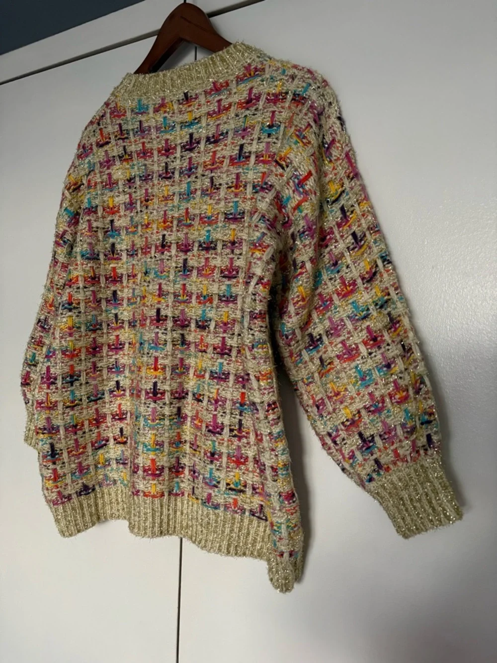 Stellah Multicolor Tweed Crewneck Sweater in Beige Base - Picture 10 of 10